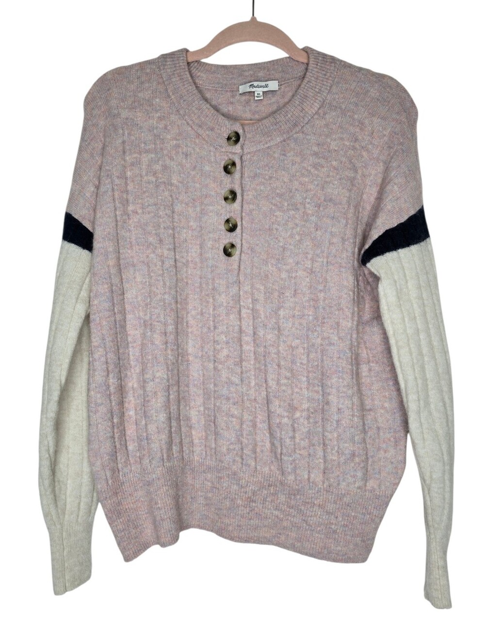 Madewell Wool Blend Striped Bowden Henley Sweater